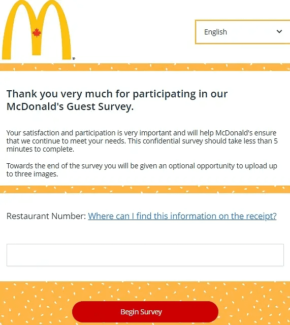 mcdonalds-survey.ca home page